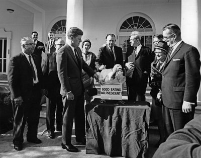 President John F. Kennedy Receives Thanksgiving Turkey at White House, November 1963 by Unbekannt Unbekannt